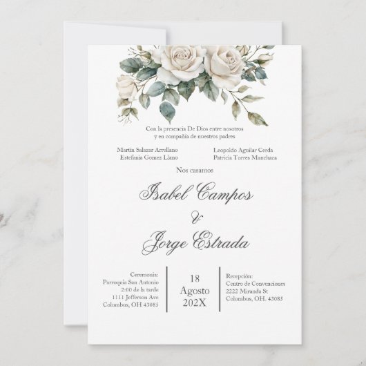 Spanish Greenery Wedding Invitation Kaart (Voorkant)