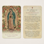 Spanish Guadalupe Funeral Sympathy Prayer Card Visitekaartje (Voorkant /achterkant)