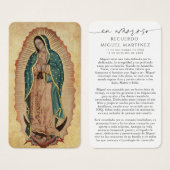 Spanish Guadalupe In Loving Memory Prayer Card Visitekaartje (Voorkant /achterkant)