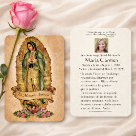 Spanish Guadalupe Mary Funeral Prayer  Holy Card Plaatskaartje