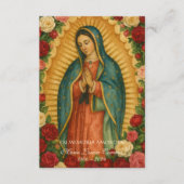 Spanish Guadalupe Photo Funeral Prayer  Holy Card Aankondiging (Voorkant)
