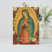 Spanish Guadalupe Photo Funeral Prayer  Holy Card Aankondiging (Staand voorkant)