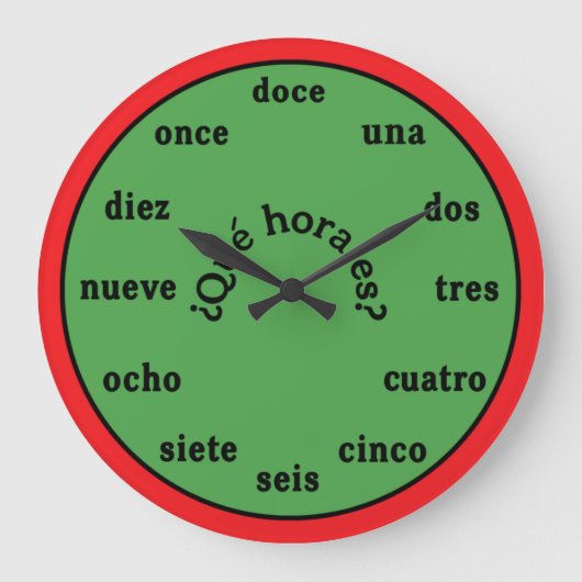 Spanish Language Wall Clock Grote Klok (Voorkant)