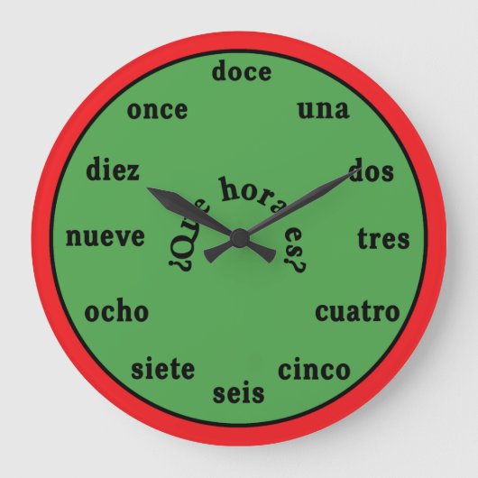 Spanish Language Wall Clock Grote Klok (Voorkant)