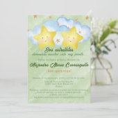 Spanish Little Stars Green Twins Baby shower Kaart (Staand voorkant)