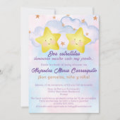 Spanish Little Stars Roze Blauwe Tweeling Baby sho Kaart (Voorkant)