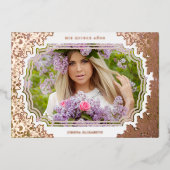 Spanish Luxury Lace Effect Frame Mis XV Años Photo Folie Uitnodiging (Voorkant)