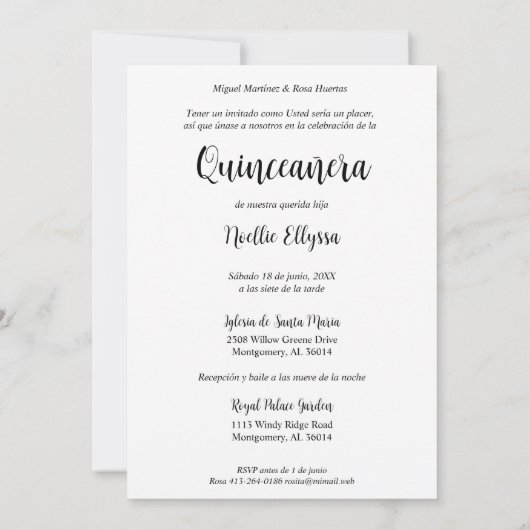 Spanish Luxury Wildflowers Frame Quinceañera Photo Kaart (Achterkant)