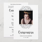 Spanish Luxury Wildflowers Frame Quinceañera Photo Kaart (Voorkant / Achterkant)