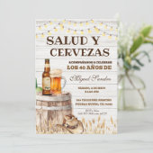 Spanish Mexican Man Beer Salud Invitation Kaart (Staand voorkant)