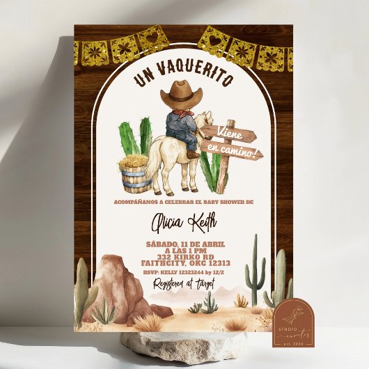 Spanish Mexican Wild West Cowboy Baby Shower Kaart