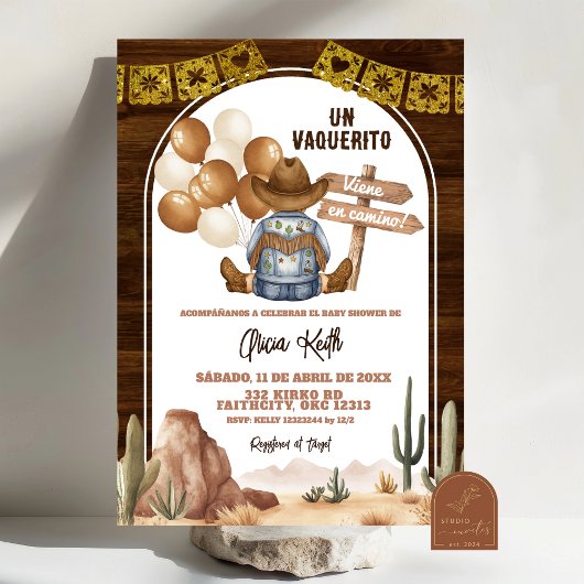 Spanish Mexican Wild West Cowboy Baby Shower Kaart
