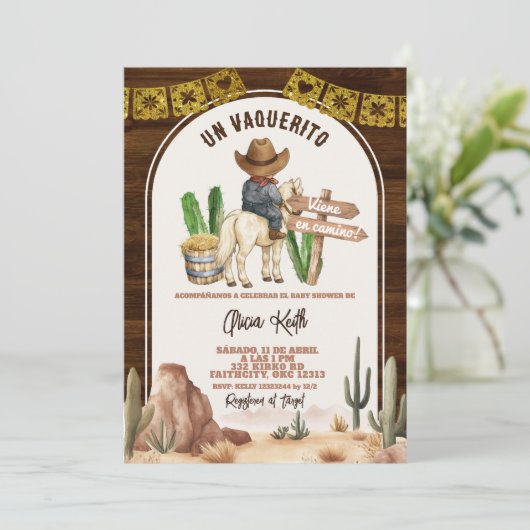 Spanish Mexican Wild West Cowboy Baby Shower Kaart (Staand voorkant)