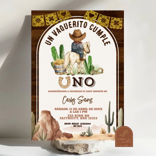 Spanish Mexican Wild West Cowboy turning one Kaart