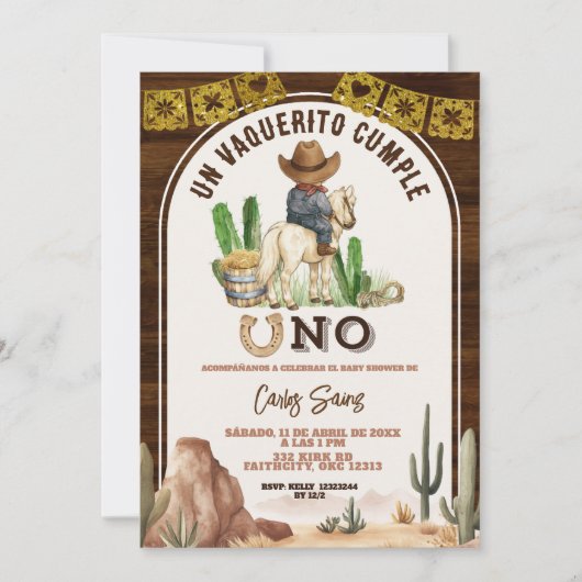 Spanish Mexican Wild West Cowboy turning one Kaart (Voorkant)