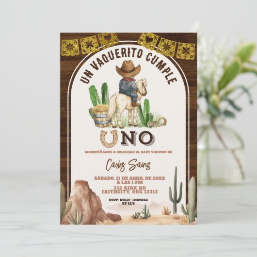 Spanish Mexican Wild West Cowboy turning one Kaart (Staand voorkant)