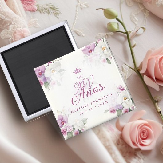 Spanish Mis XV Exquisite Floral Orchids Bouquets Magneet