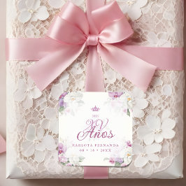 Spanish Mis XV Exquisite Floral Orchids Bouquets Vierkante Sticker