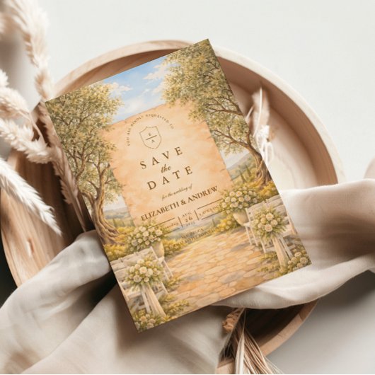Spanish Olive Grove Wedding Save The Date