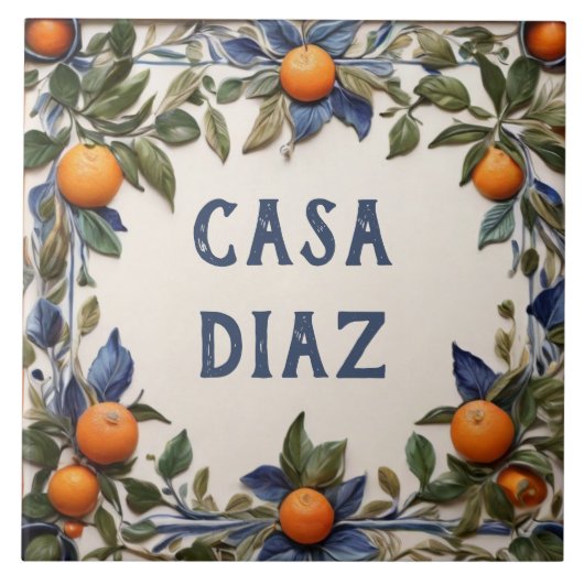Spanish Oranges Custom House Name Plaque Sign Tegeltje (Voorkant)