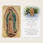 Spanish Our Lady of Guadalupe Sympathy Prayer Card Visitekaartje (Voorkant /achterkant)