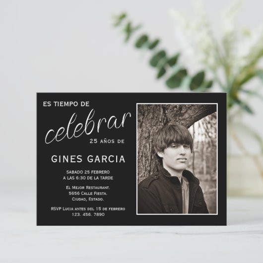 Spanish Photo Birthday Kaart (Staand voorkant)