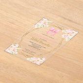 Spanish pink blush floral baby shower acryl uitnodigingen (Laagn)