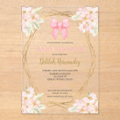 Spanish pink blush floral baby shower acryl uitnodigingen (Voorkant)