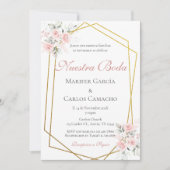Spanish Pink Floral Wedding invitación boda españo Kaart (Voorkant)
