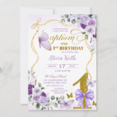 SPANISH Purple Butterfly Bautizo Y Primer Anito Kaart (Voorkant)