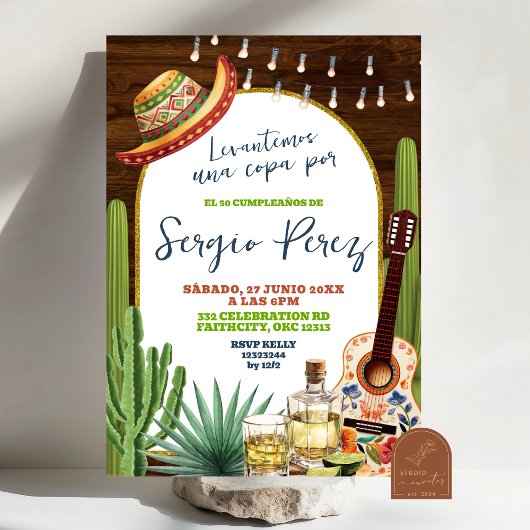 Spanish Raise a glass for Tequila Birthday Kaart