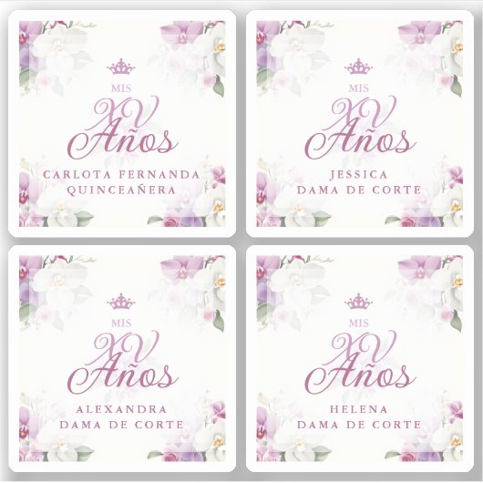 Spanish Romantic Exquisite Floral Orchids Bouquets Sticker (Voorkant)