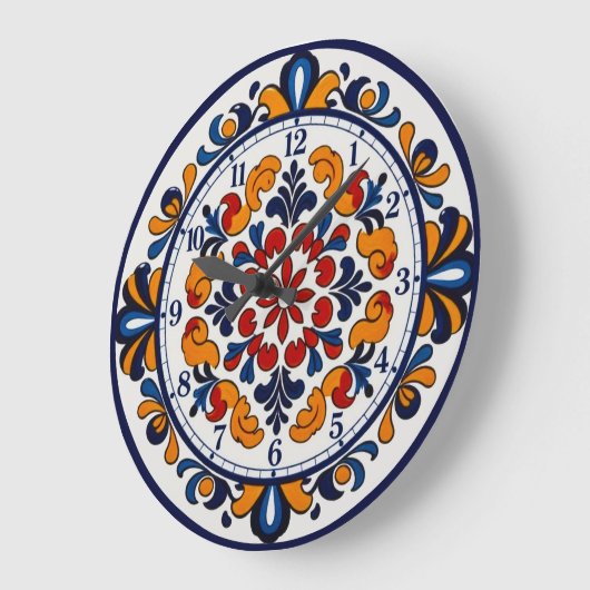 Spanish Talavera Style Numbered Clock Grote Klok (Hoek)