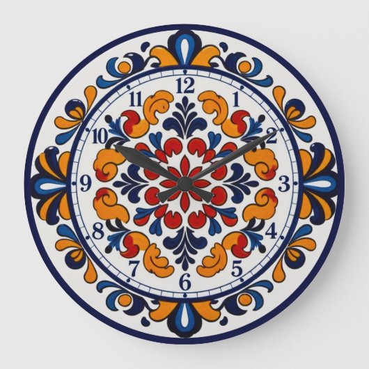 Spanish Talavera Style Numbered Clock Grote Klok (Voorkant)