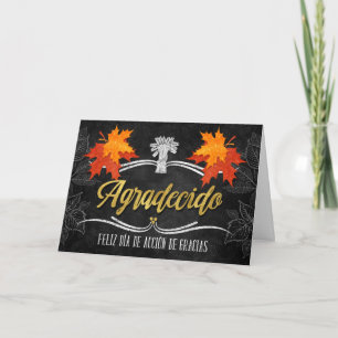 Spanish Thanksgiving Grateful Blessings Chalkboard Feestdagen Kaart