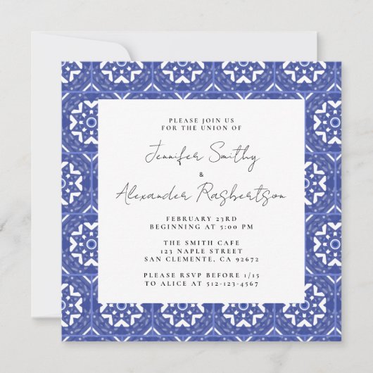 Spanish Tile Wedding Kaart (Voorkant)