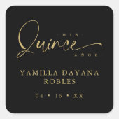 Spanish Trendy Calligraphy Quinceañera Mis XV Años Vierkante Sticker (Voorkant)