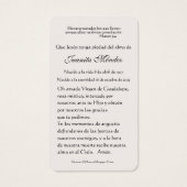 Spanish Virgin Mary Holly Religious Prayer Card Visitekaartje (Achterkant)
