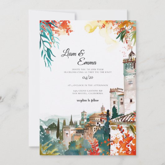 Spanish Wedding Invitation Kaart (Voorkant)