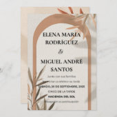 Spanish Wedding Invitation Terracotta Arch Olive Kaart (Voorkant / Achterkant)