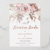 Spanish Wedding Nuestra Boda Rose Gold Folie Uitnodiging (Voorkant)