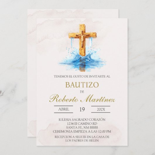 Spanish with blue cross baptism kaart (Voorkant / Achterkant)