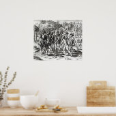 Spanjaarden die cadeaus van Indiërs ontvangen Poster (Keuken)