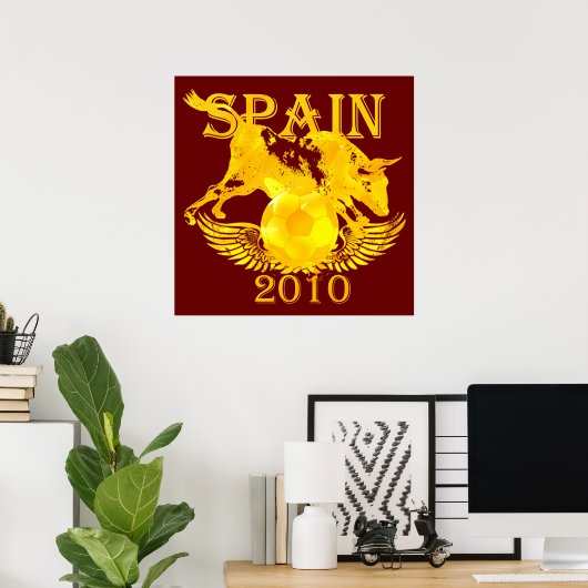Spanje 2010 Uitgebreide poster voor voetbalfans (Thuiskantoor)