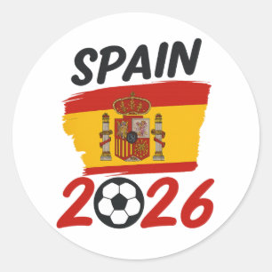 Spanje 2026 Voetbalfanontwerp met vlagkleuren Ronde Sticker