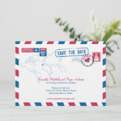 Spanje Air Mail Wedding Save the Date (Staand voorkant)