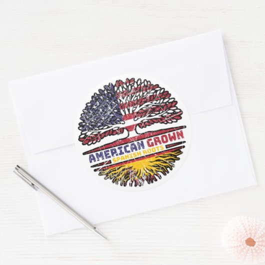 Spanje - Amerikaanse Amerikaanse Amerikaanse Ameri Ronde Sticker (Envelop)