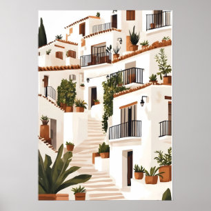 Spanje Andalusië Witte Dorp Kust Muurkunst Poster