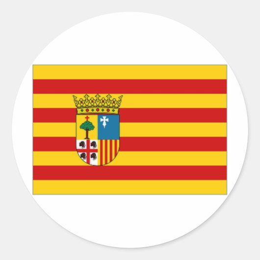 Spanje Aragon Vlag Ronde Sticker (Voorkant)