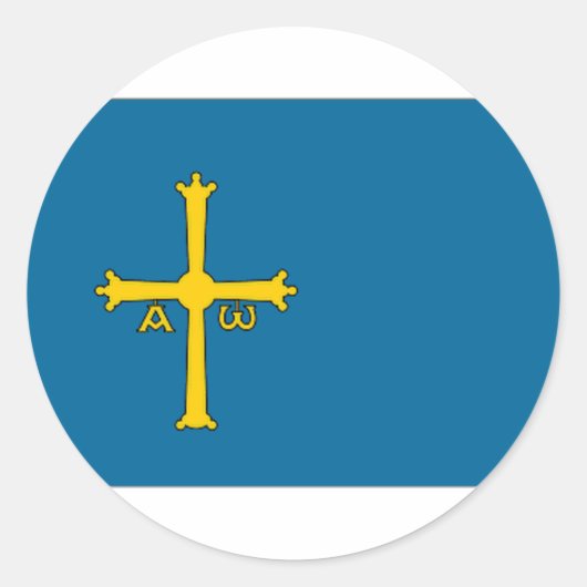 Spanje Asturias Vlag Ronde Sticker (Voorkant)
